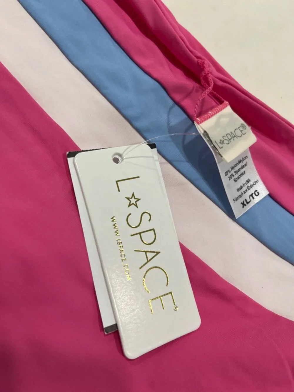 L*Space Portia Stripe Bikini Bottoms in Bubblegum Pink White Aura XLarge New